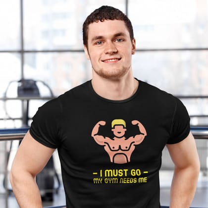 EqualLife Pure Cotton Bio-Washed T-Shirt Chest Printed-Gym Wear Series - 2 - My Gym Needs Me Design-by ZingerT-Men-EL9120177-M EqualLife Pure Cotton Bio-Washed T-Shirt Chest Printed-Gym Wear Series - 2 - My Gym Needs Me Design-by ZingerT-Men-EL9120177-M