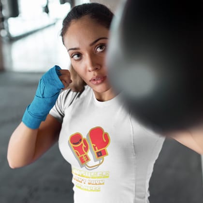 EqualLife Pure Cotton Bio-Washed T-Shirt Chest Printed-Gym Wear Series - 4 - Excuses Don't Burn Calories Design-by ZingerTee-Women-EL9120180-F