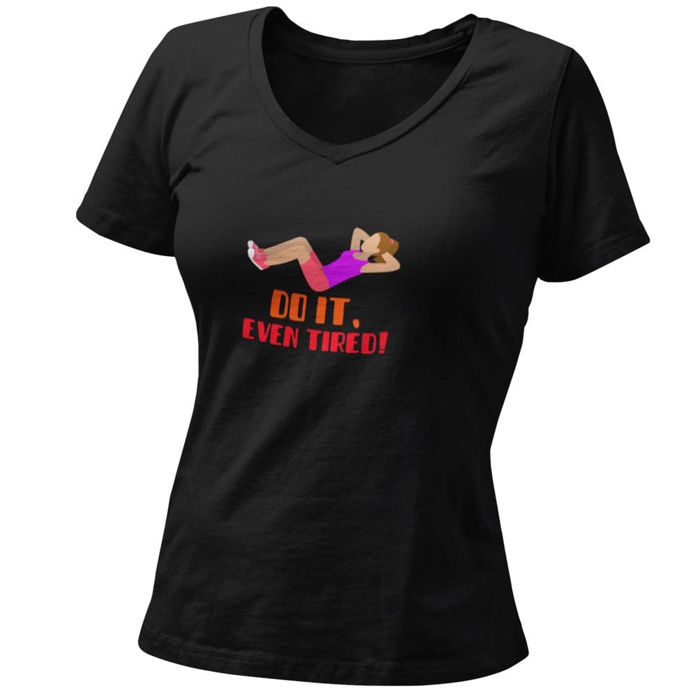 EqualLife Pure Cotton Bio-Washed T-Shirt Chest Printed-Gym Wear Series - 6 - Do It, Even Tierd! Design-by ZingerTee-Women-EL9120182-F