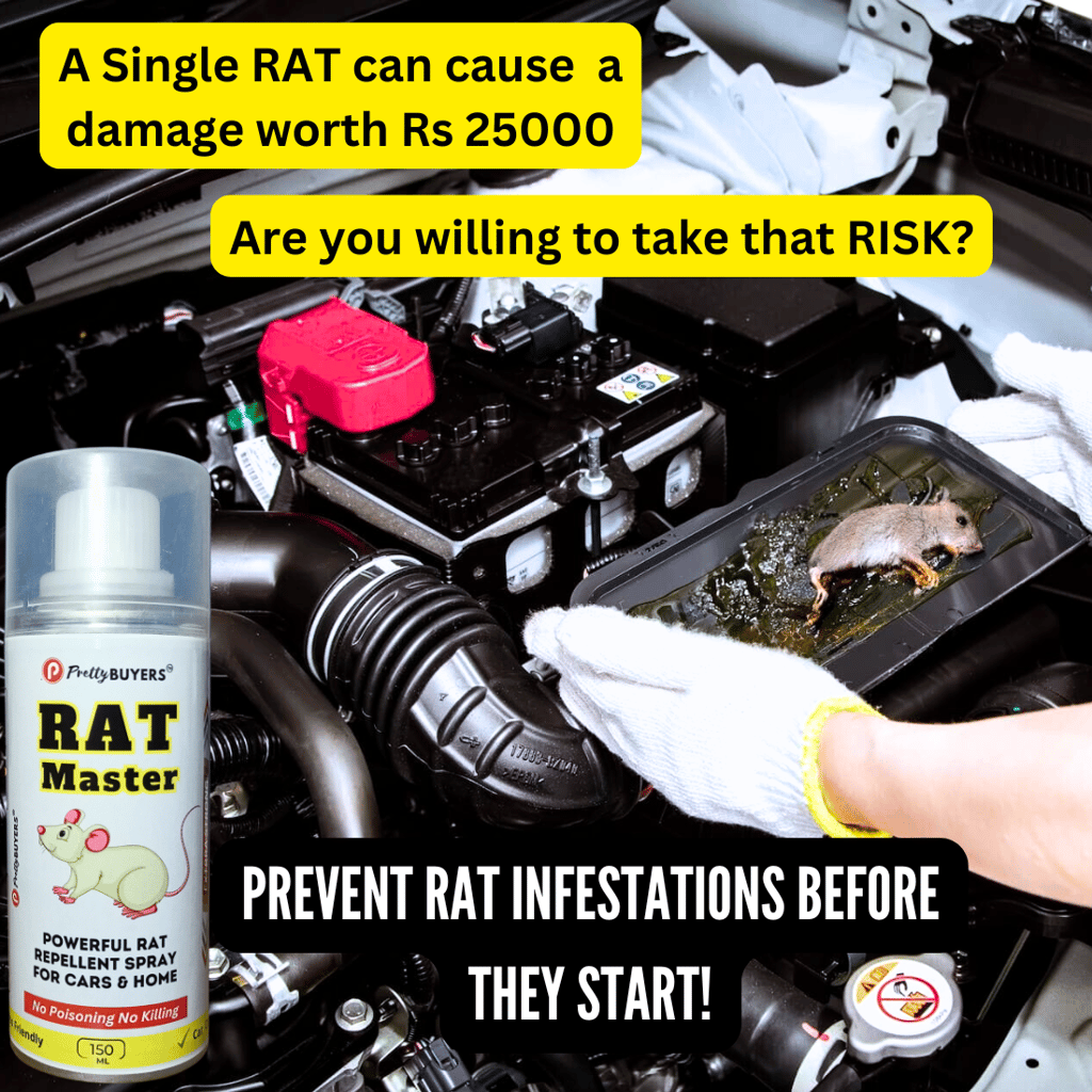 PrettyBUYERS Organic Rat Repellent Spray For Car & Home | Protect Your Car cables From Rat & Rodent Bite 150 ML (Pack Of 1) - Fresheners and Repellents | Buy online on ZillyBuy