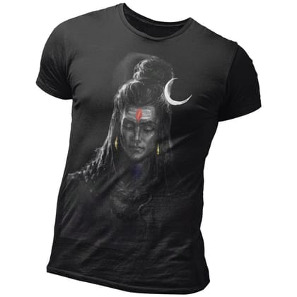 EqualLife Pure Cotton Bio-Washed T-Shirt Chest Printed-God - Shiva - 5 - Meditating Mahadev Design-by ZingerTees-Men-EL9120254-M