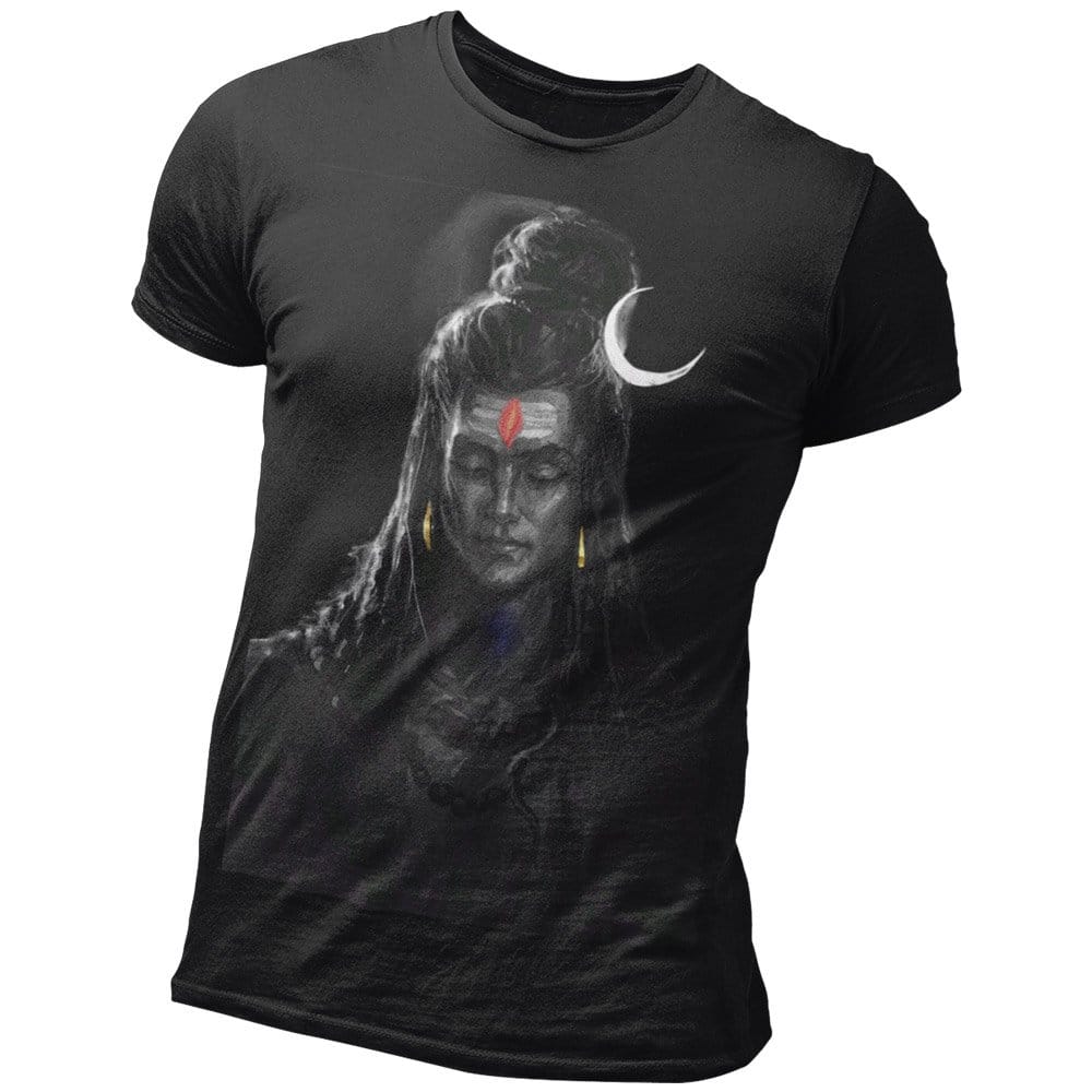 EqualLife Pure Cotton Bio-Washed T-Shirt Chest Printed-God - Shiva - 5 - Meditating Mahadev Design-by ZingerTees-Men-EL9120254-M