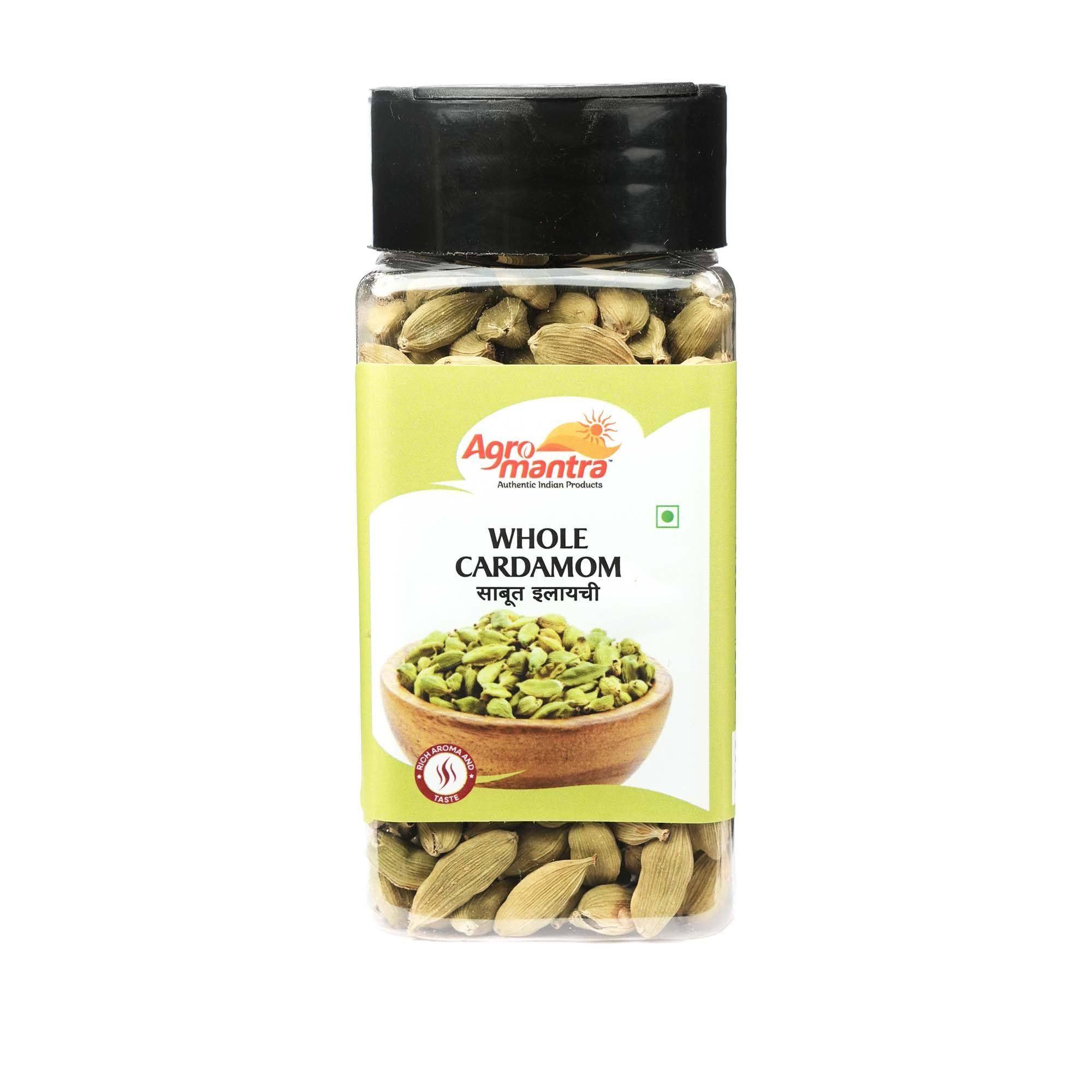 Agro Mantra Whole Cardamom 100g Jar | Rich & Aromatic Green Cardamom | Sourced from Kerala | Perfect for Kheer, Chai, Biryanis & Curries | Fresh & Versatile Indian Spice