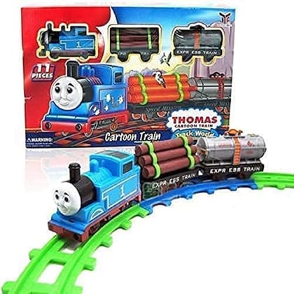 KTRS ENTERPRISE Battery Operated Toy ;Train Track with  Cartoon Toy Train Set with Track for Kids | 11 Piece | Battery Operated Combination ;Track Train Engine Toy
