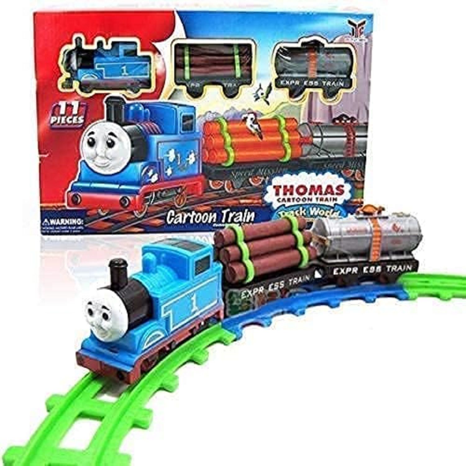 KTRS ENTERPRISE Battery Operated Toy ;Train Track with  Cartoon Toy Train Set with Track for Kids | 11 Piece | Battery Operated Combination ;Track Train Engine Toy
