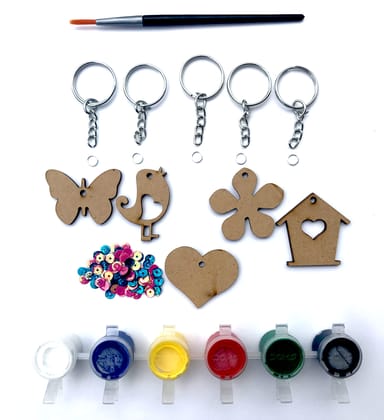 The brown box MDF Keychain Making Kit Pack of 12, Art and Craft, DIY Painting Activity for Boys and Girls, Return Gift,Christmas Gift