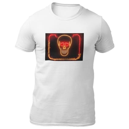 EqualLife Pure Cotton Bio-Washed T-Shirt Chest Printed-Skull Hearts Neon Icon Design-2-by ZingerTees-Men-EL9120413-M