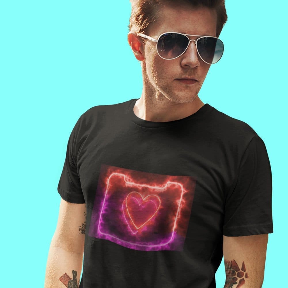 EqualLife Pure Cotton Bio-Washed T-Shirt Chest Printed-Lover Hearts Neon Icon Design-4-by ZingerTees-Men-EL9120415-M