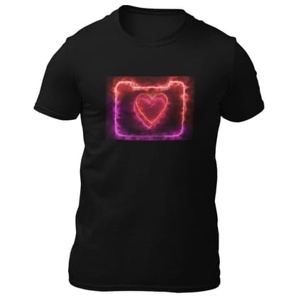 EqualLife Pure Cotton Bio-Washed T-Shirt Chest Printed-Lover Hearts Neon Icon Design-4-by ZingerTees-Men-EL9120415-M