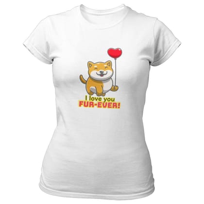 EqualLife Pure Cotton Bio-Washed T-Shirt Chest Printed-Valentine's Day - Cute Kitty Love you Fur-Ever Design-by ZingerTees-Women-EL9120275-F