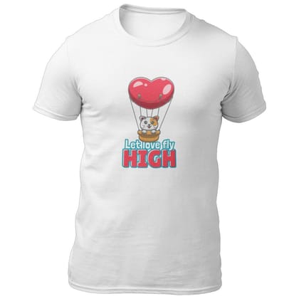 EqualLife Pure Cotton Bio-Washed T-Shirt Chest Printed-Valentine's Day - Cute Kitty Let Love Fly High Design-by ZingerTees-Men-EL9120276-M EqualLife Pure Cotton Bio-Washed T-Shirt Chest Printed-Valentine's Day - Cute Kitty Let Love Fly High Design-by ZingerTees-Men-EL9120276-M