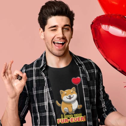 EqualLife Pure Cotton Bio-Washed T-Shirt Chest Printed-Valentine's Day - Cute Kitty Love you Fur-Ever Design-by ZingerTees-Men-EL9120275-M