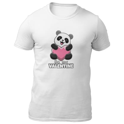 EqualLife Pure Cotton Bio-Washed T-Shirt Chest Printed-Valentine's Day - Cute Panda Be My Valentine Design-by ZingerTees-Men-EL9120274-M