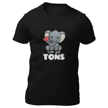 EqualLife Pure Cotton Bio-Washed T-Shirt Chest Printed-Valentine's Day - Cute Elephant Love you tons Design-by ZingerTees-Men-EL9120273-M