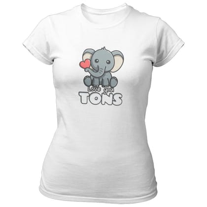 EqualLife Pure Cotton Bio-Washed T-Shirt Chest Printed-Valentine's Day - Cute Elephant Love you tons Design-by ZingerTees-Women-EL9120273-F EqualLife Pure Cotton Bio-Washed T-Shirt Chest Printed-Valentine's Day - Cute Elephant Love you tons Design-by ZingerTees-Women-EL9120273-F