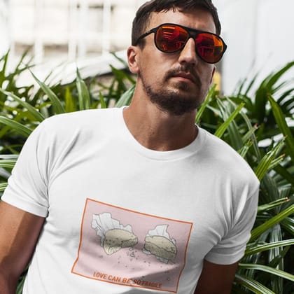 EqualLife Pure Cotton Bio-Washed T-Shirt Chest Printed-Valentine's Day - Love can be so fragile Design-by ZingerTees-Men-EL9120272-M