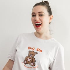 EqualLife Pure Cotton Bio-Washed T-Shirt Chest Printed-Valentine's Day - Hug Me Design-by ZingerTees-Women-EL9120268-F