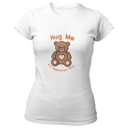 EqualLife Pure Cotton Bio-Washed T-Shirt Chest Printed-Valentine's Day - Hug Me Design-by ZingerTees-Women-EL9120268-F