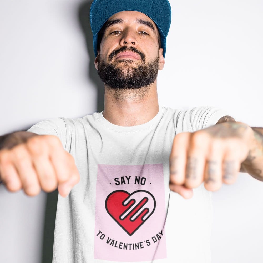 EqualLife Pure Cotton Bio-Washed T-Shirt Chest Printed-Anti-Valentine's Day - Say No To Valentine's Day Design-by ZingerTees-Men-EL9120270-M
