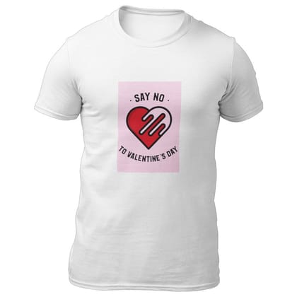 EqualLife Pure Cotton Bio-Washed T-Shirt Chest Printed-Anti-Valentine's Day - Say No To Valentine's Day Design-by ZingerTees-Men-EL9120270-M