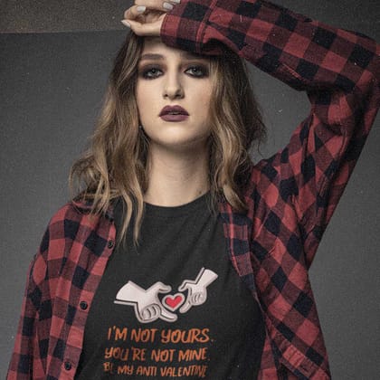 EqualLife Pure Cotton Bio-Washed T-Shirt Chest Printed-Anti-Valentine's Day - I'm not yours Design-by ZingerTees-Women-EL9120267-F