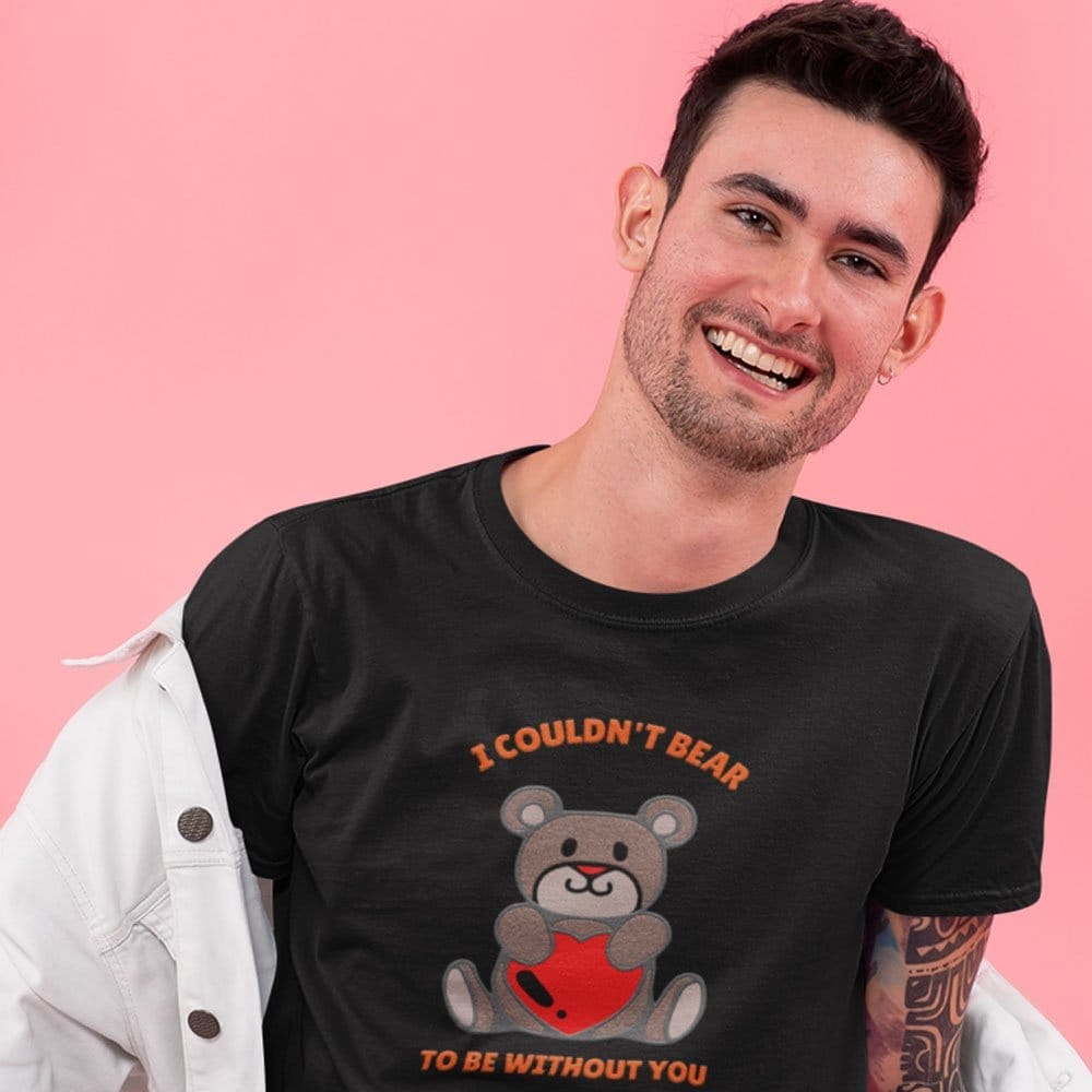 EqualLife Pure Cotton Bio-Washed T-Shirt Chest Printed-Valentine's Day - I couldn't Bear to be without you Design-by ZingerTees-Men-EL9120266-M