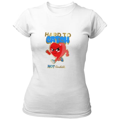 EqualLife Pure Cotton Bio-Washed T-Shirt Chest Printed-Valentine's Day - Hard to Catch Not Available Design-by ZingerTees-Women-EL9120264-F