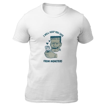 EqualLife Pure Cotton Bio-Washed T-Shirt Chest Printed-Valentine's Day - I Will Keep You Safe From Monsters Design-by ZingerTees-Men-EL9120265-M