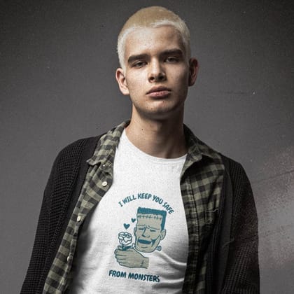 EqualLife Pure Cotton Bio-Washed T-Shirt Chest Printed-Valentine's Day - I Will Keep You Safe From Monsters Design-by ZingerTees-Men-EL9120265-M