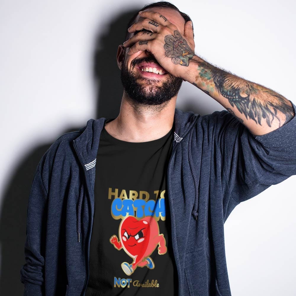 EqualLife Pure Cotton Bio-Washed T-Shirt Chest Printed-Valentine's Day - Hard to Catch Not Available Design-by ZingerTees-Men-EL9120264-M