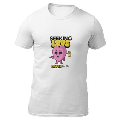 EqualLife Pure Cotton Bio-Washed T-Shirt Chest Printed-Valentine's Day - Seeking Love Never Give Up Design-by ZingerTees-Men-EL9120263-M