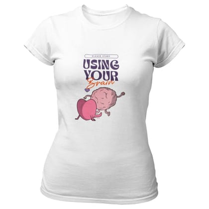 EqualLife Pure Cotton Bio-Washed T-Shirt Chest Printed-Anti-Valentine's Day - Use Your Brain Design-by ZingerTees-Women-EL9120262-F