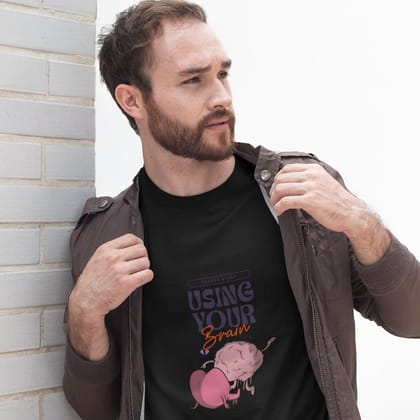 EqualLife Pure Cotton Bio-Washed T-Shirt Chest Printed-Anti-Valentine's Day - Use Your Brain Design-by ZingerTees-Men-EL9120262-M