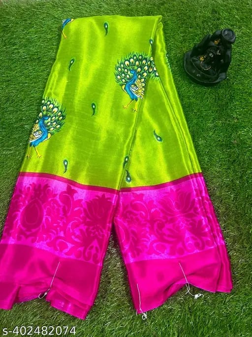 Green & Rose Bandhani Saree With Blouse