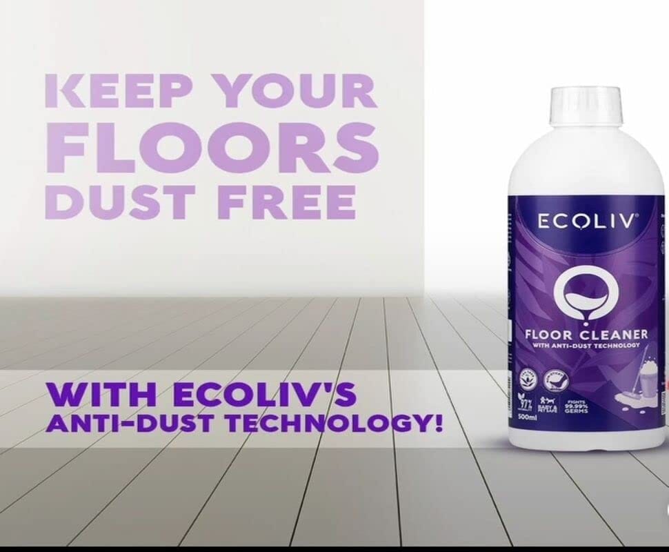 Ecoliv Liquid Dishwash Floor Cleaner (500 ml each) Combo Pack| Plant based and Ecofriendly| Acid Slurry Free| 93% Natural |Residue free surface cleaning