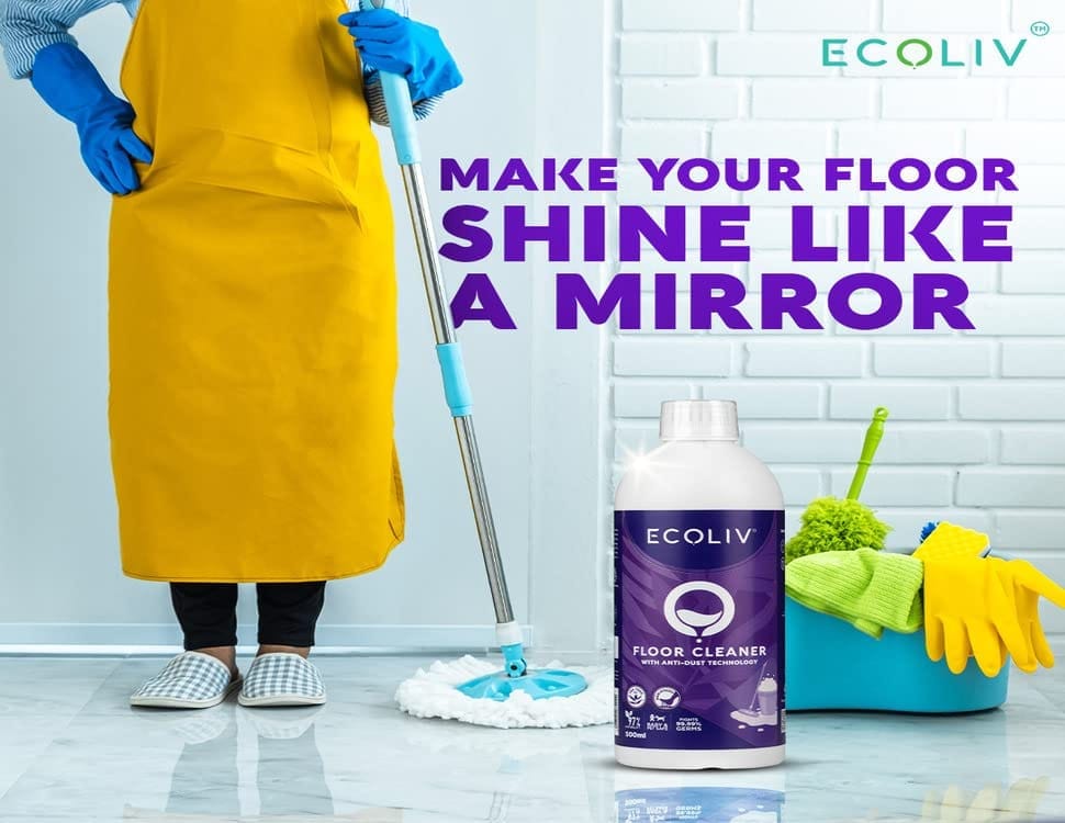 Ecoliv Liquid Dishwash Floor Cleaner (500 ml each) Combo Pack| Plant based and Ecofriendly| Acid Slurry Free| 93% Natural |Residue free surface cleaning