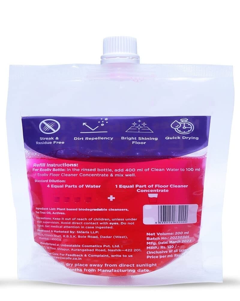 ECOLIV Liquid Floor Cleaner Concentrate Refill Pouch - 2 Litre