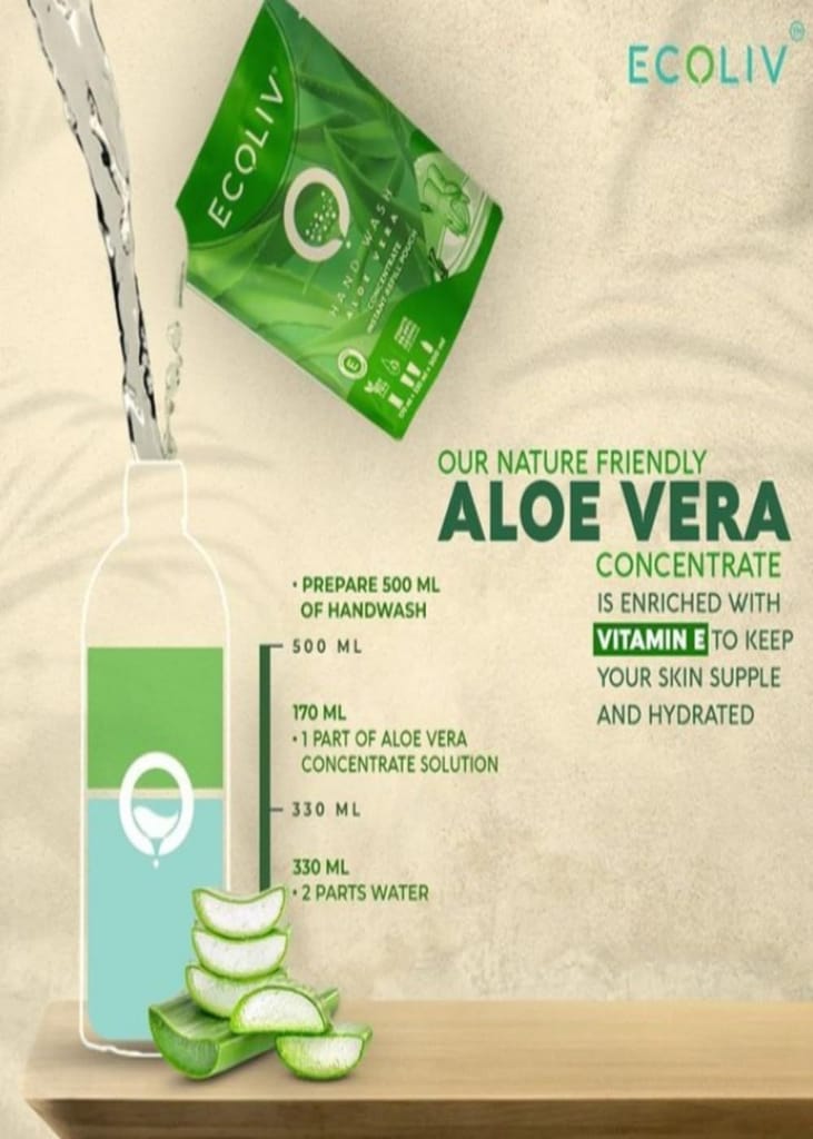 Ecoliv 1L Refill Pack of Liquid Handwash, Liquid Dishwash & Liquid Floor Cleaner|Concentrate Refill| Pack of 2x170 ml Liquid Handwash,2x170 ml Liquid Dishwash & 200 ml Liquid Floor Cleaner Concentrate