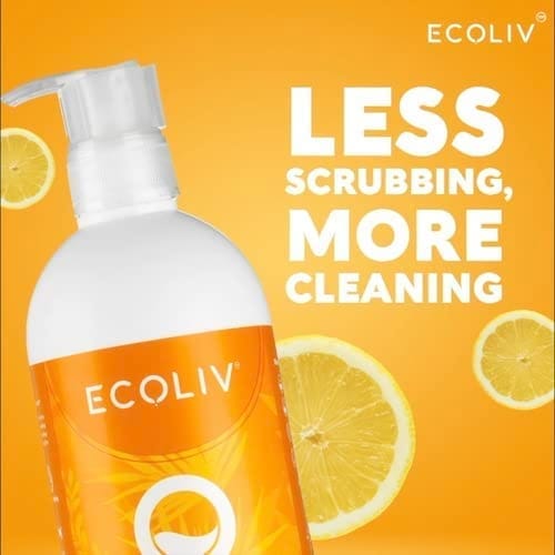 Ecoliv Liquid Dishwash Gel 1.5 Litre Combo Pack (500 ml Bottle + 2 Refill Packs of 170 ml that make 500 ml each)| Plant Based and Ecofriendly| No skin irritation