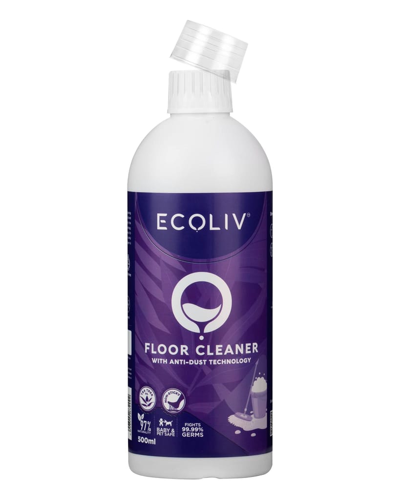 Ecoliv Floor Cleaner Liquid 2.5L Pack |1 Bottle of 500 ml and 2 Concentrate Refill Pouches that make 1 Litre each by adding water|Surface Disinfectant| Germ Protection
