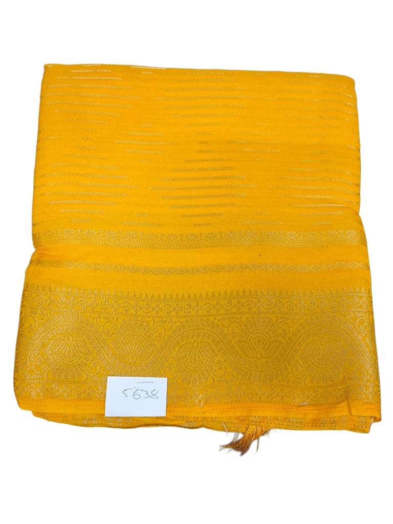 Yellow Saree with Golden Zari Border - Sarees | Buy online on ZillyBuy