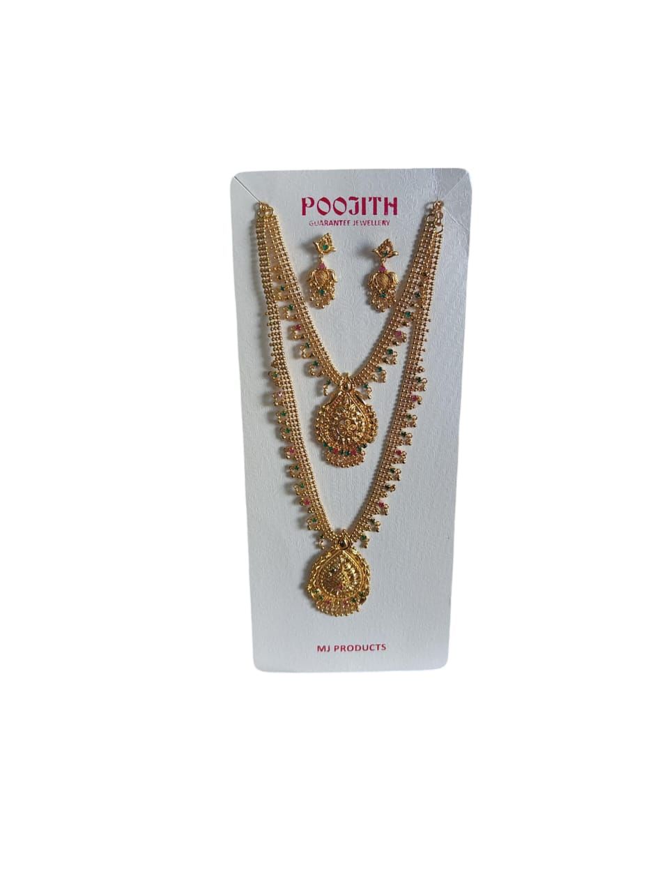 **Traditional Indian Gold Plated Lakshmi Pendant Necklace Set with Earrings for Women