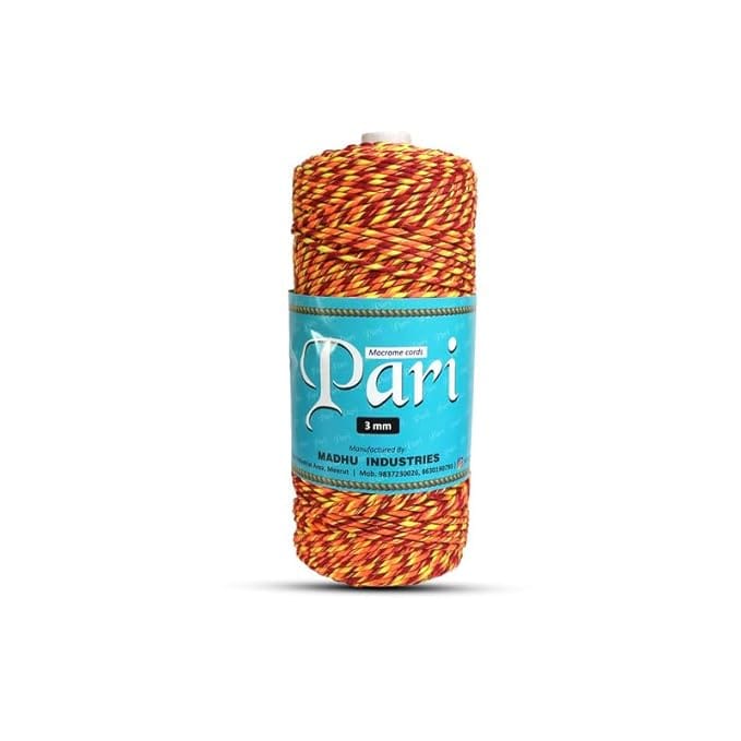 Macrame Cotton Rope 3mm - 100% Natural Cotton - Soft and Strong - Perfect for Macrame, Crafts, and Jewelry Making (Orange/Red)