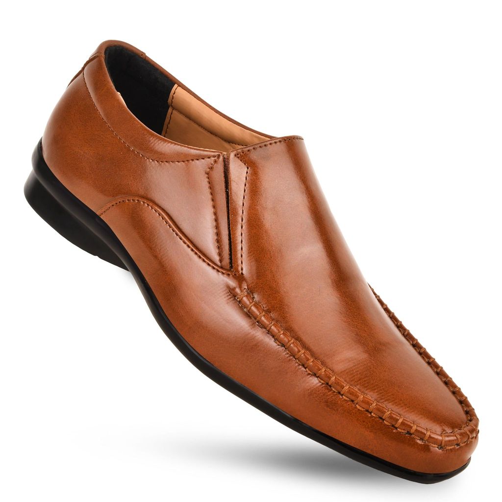 Trendy Men Paragon Tan Formal Slip-On Shoes for Men 2025 at ShopCircuit | ONDC