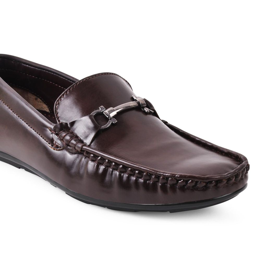 Luxurious Men Paragon Brown Formal Slip-On Loafers for Men with Metal Accents 2025 at ShopCircui