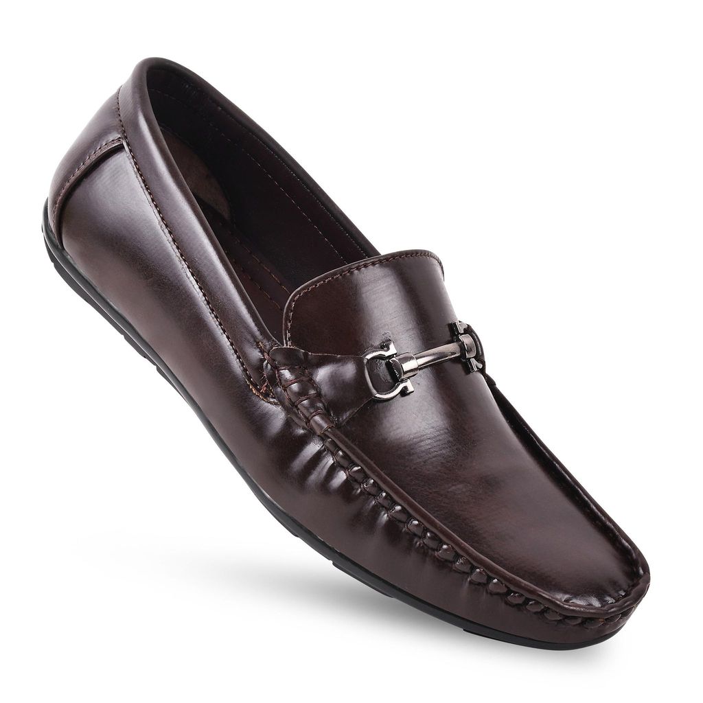 Luxurious Men Paragon Brown Formal Slip-On Loafers for Men with Metal Accents 2025 at ShopCircui
