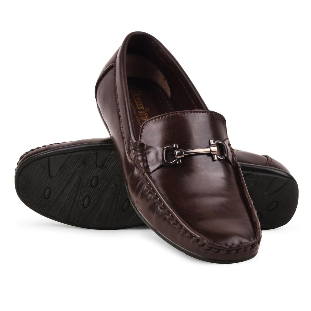 Luxurious Men Paragon Brown Formal Slip-On Loafers for Men with Metal Accents 2025 at ShopCircui