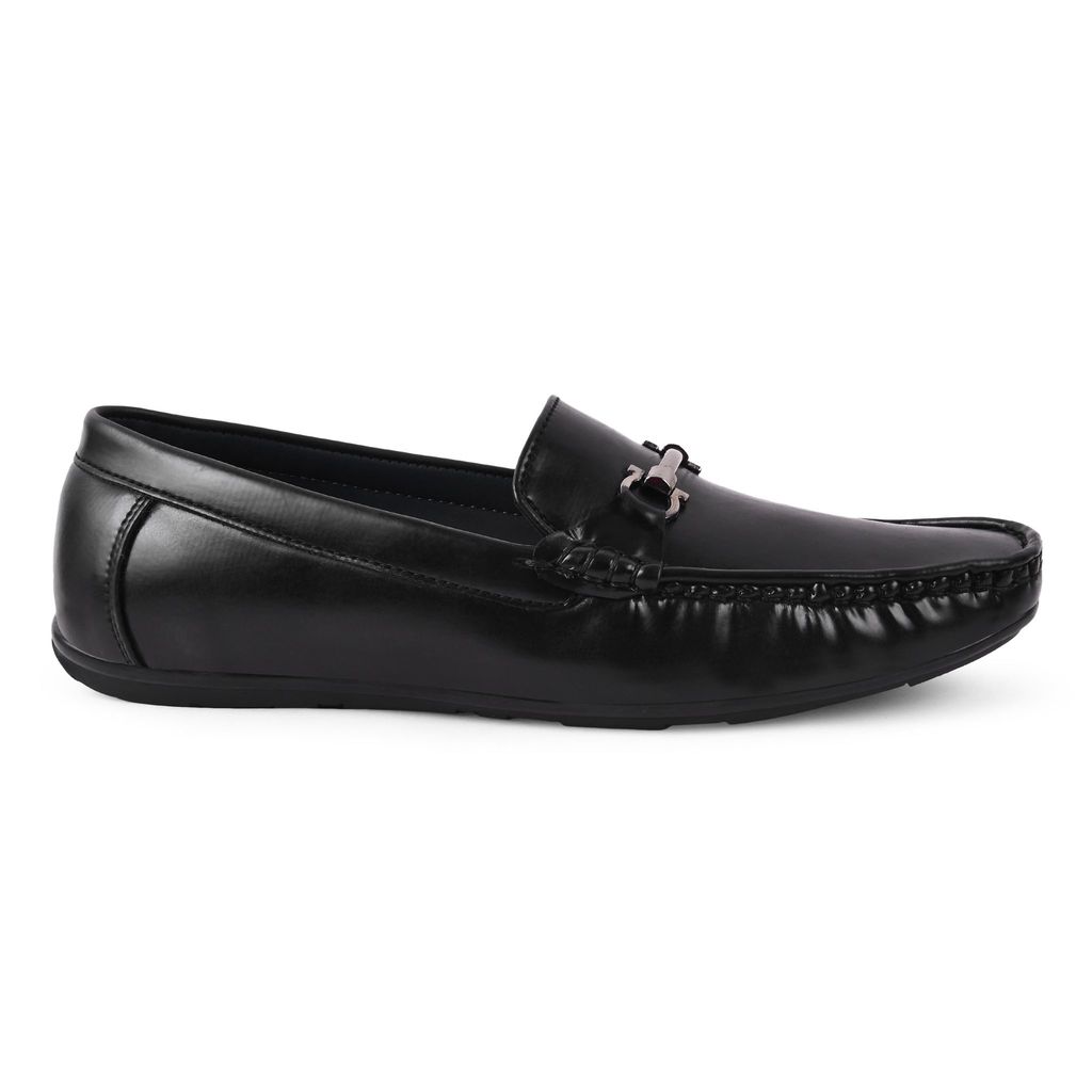Trendy Men Paragon Black Formal Slip-On Loafers for Men with Metal Accents 2025 at ShopCircuit |