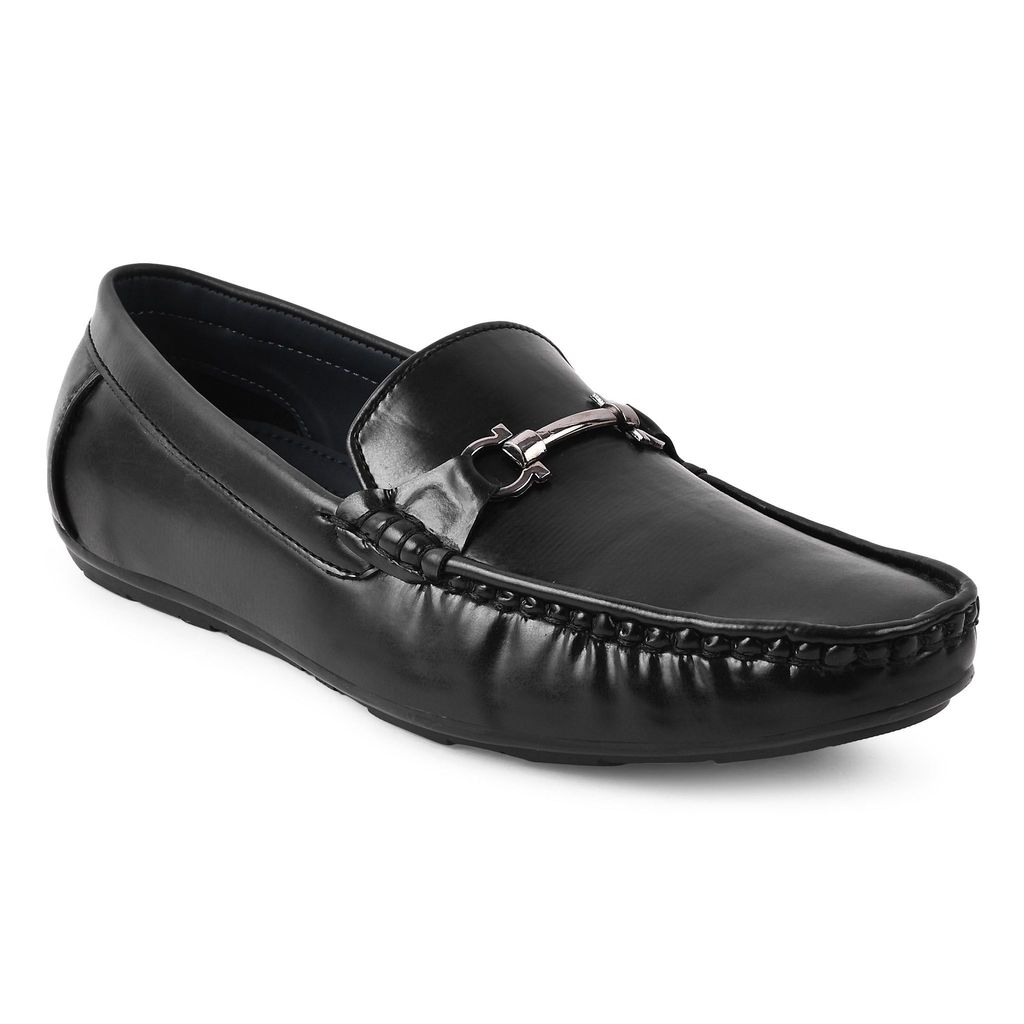 Trendy Men Paragon Black Formal Slip-On Loafers for Men with Metal Accents 2025 at ShopCircuit |