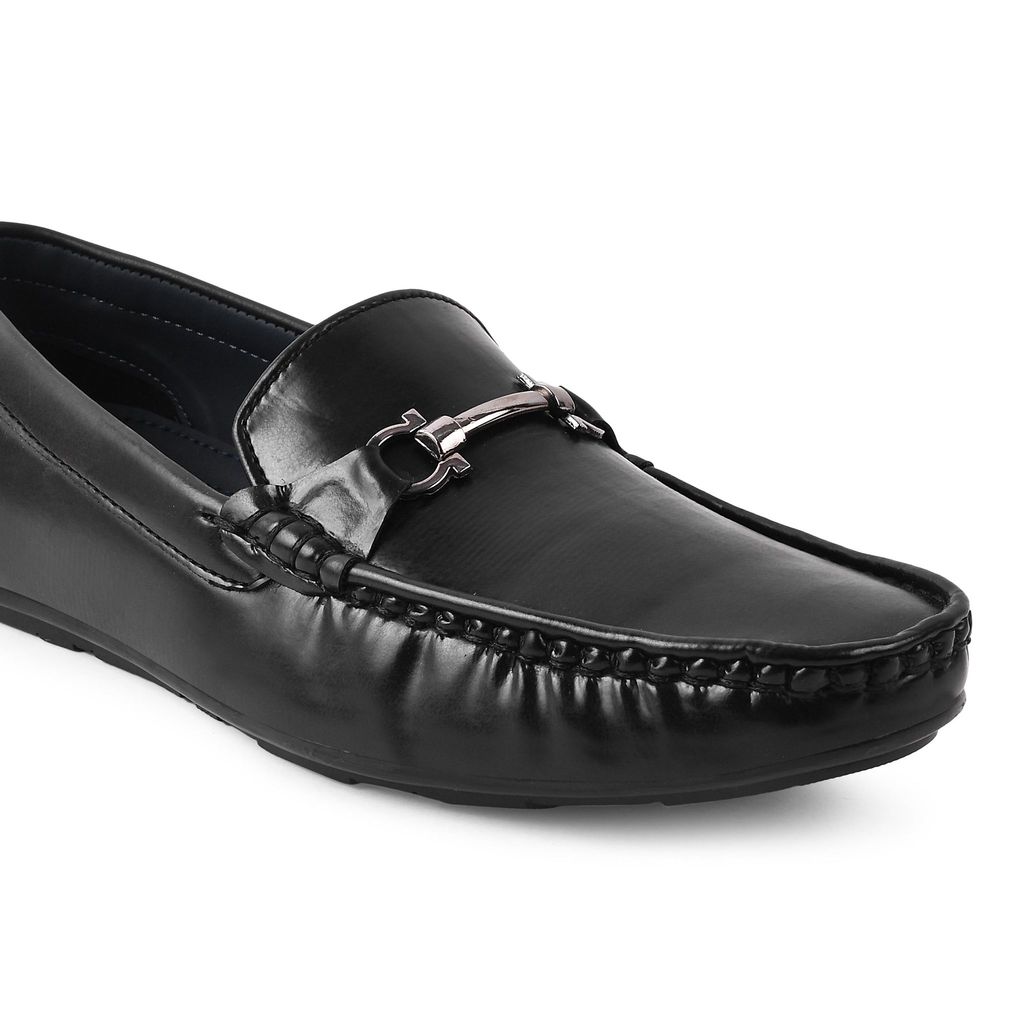 Trendy Men Paragon Black Formal Slip-On Loafers for Men with Metal Accents 2025 at ShopCircuit |